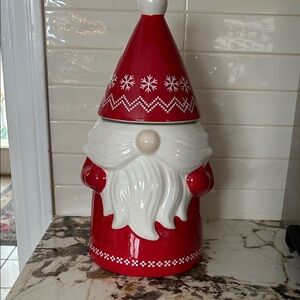 Holiday Santa Claus Cookie Jar in Red and White